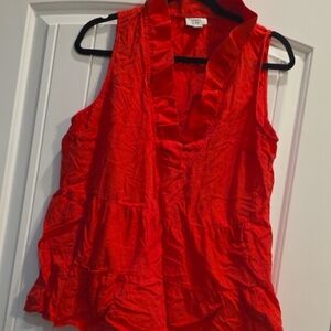 Crown & Ivy Coral Ruffled Blouse